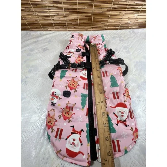 Dog Coat Winter Christmas Themed Size Medium Pink - Picture 4 of 9